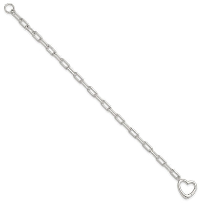 Sterlingsilber Offen Glieder 7.25 Zoll Herz Verschluss Armband