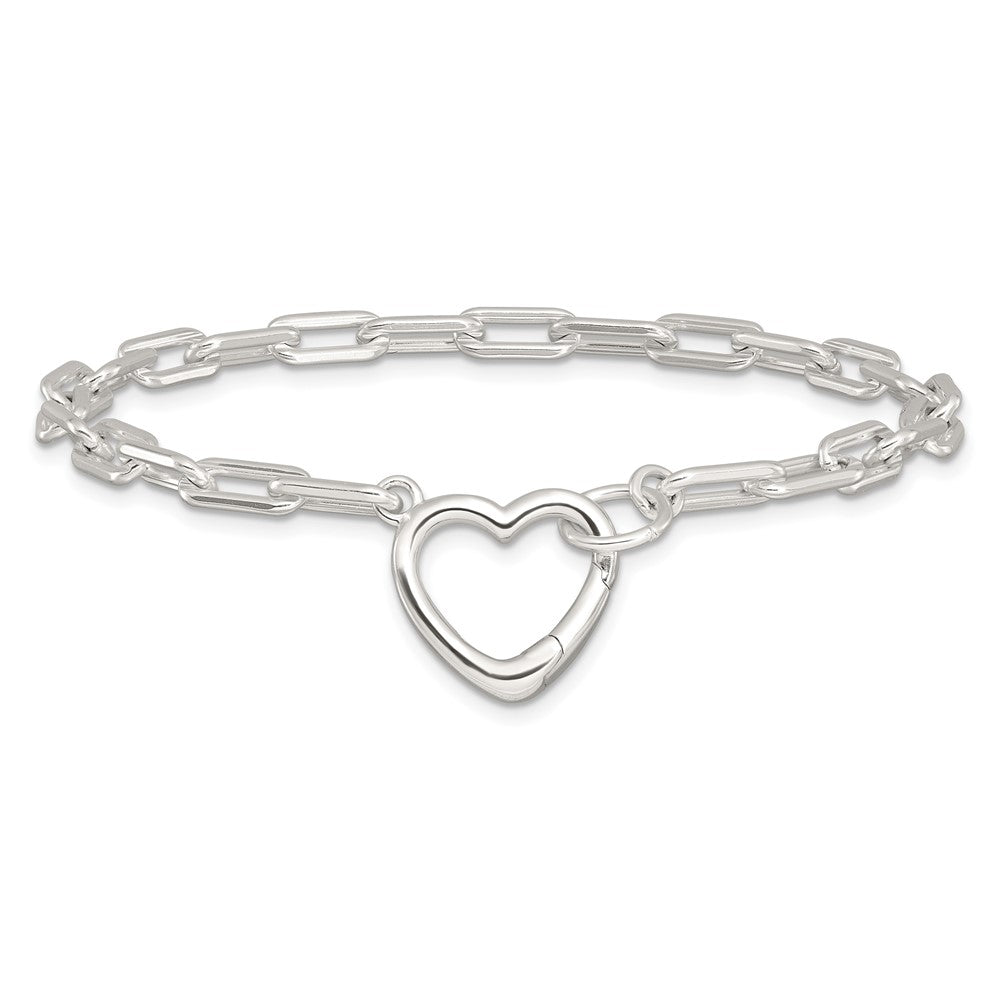 Sterlingsilber Offen Glieder 7.25 Zoll Herz Verschluss Armband