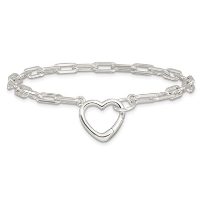 Sterlingsilber Offen Glieder 7.25 Zoll Herz Verschluss Armband