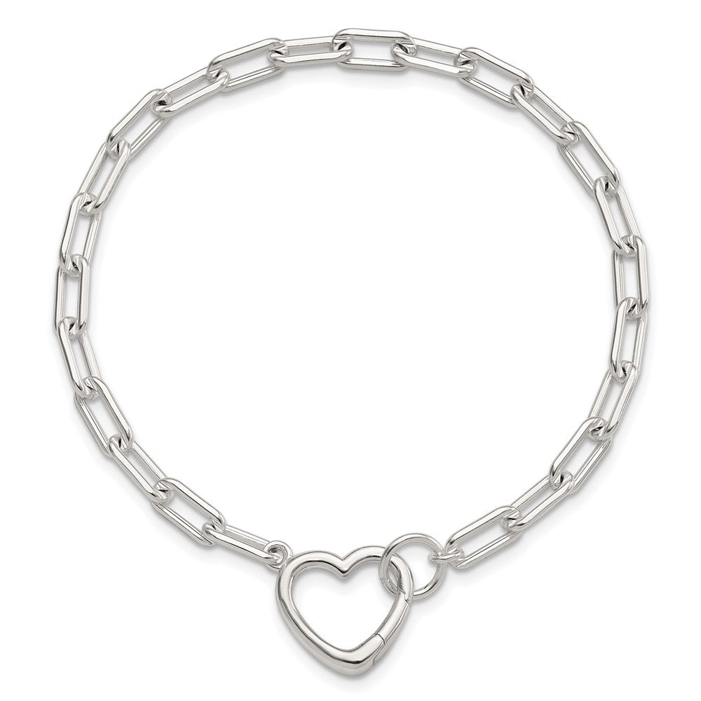 Sterlingsilber Offen Glieder 7.25 Zoll Herz Verschluss Armband