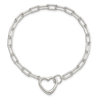 Sterlingsilber Offen Glieder 7.25 Zoll Herz Verschluss Armband
