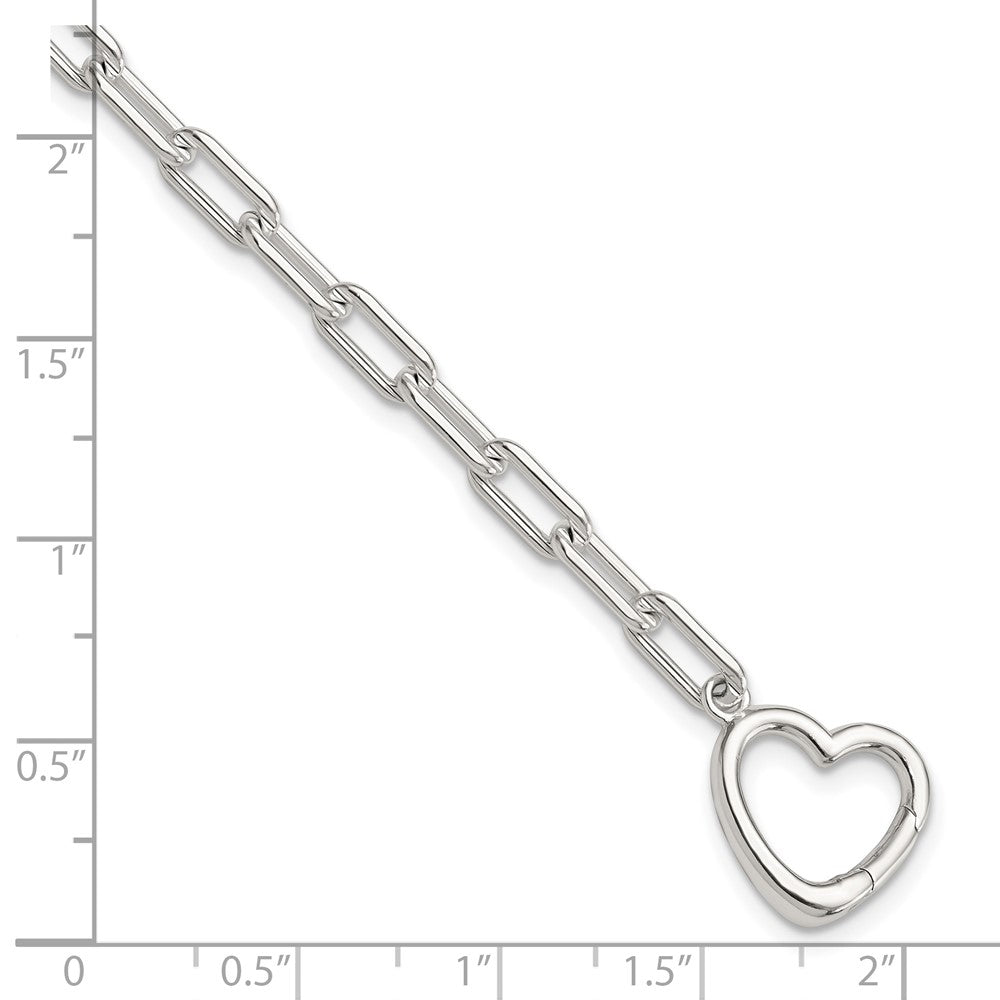 Sterlingsilber Offen Glieder 7.25 Zoll Herz Verschluss Armband