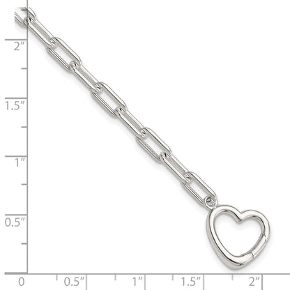 Sterlingsilber Offen Glieder 7.25 Zoll Herz Verschluss Armband