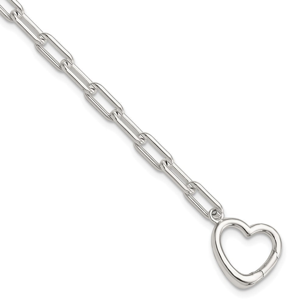 Sterlingsilber Offen Glieder 7.25 Zoll Herz Verschluss Armband