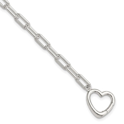 Sterlingsilber Offen Glieder 7.25 Zoll Herz Verschluss Armband