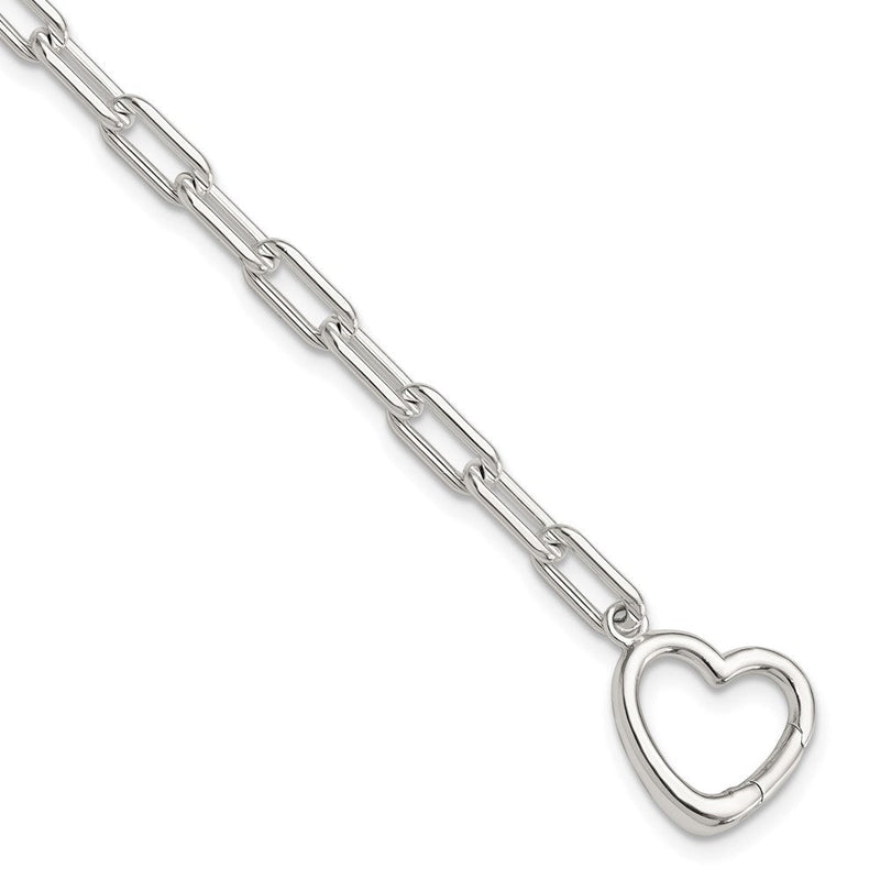 Sterlingsilber Offen Glieder 7.25 Zoll Herz Verschluss Armband
