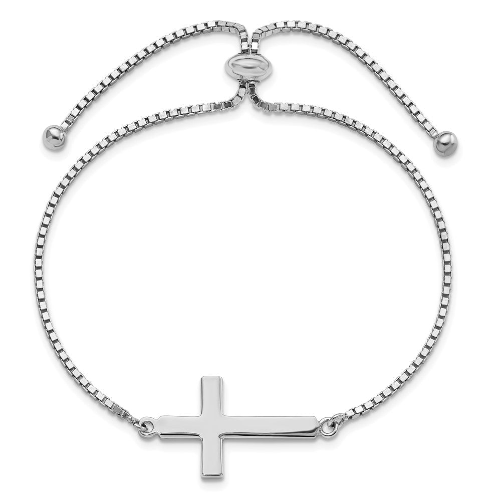 Sterlingsilber Rhodiniert Poliert Kreuz Verstellbar Armband