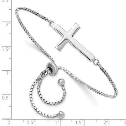 Sterlingsilber Rhodiniert Poliert Kreuz Verstellbar Armband