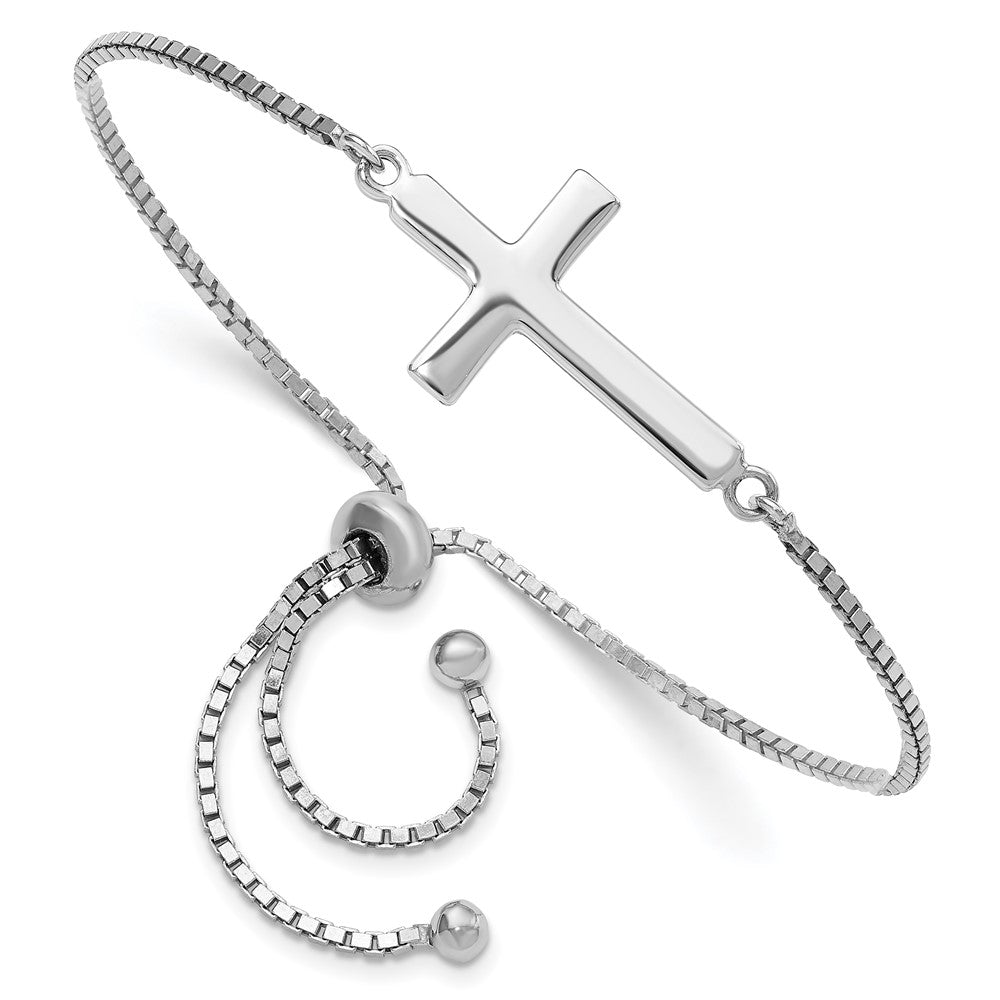 Sterlingsilber Rhodiniert Poliert Kreuz Verstellbar Armband