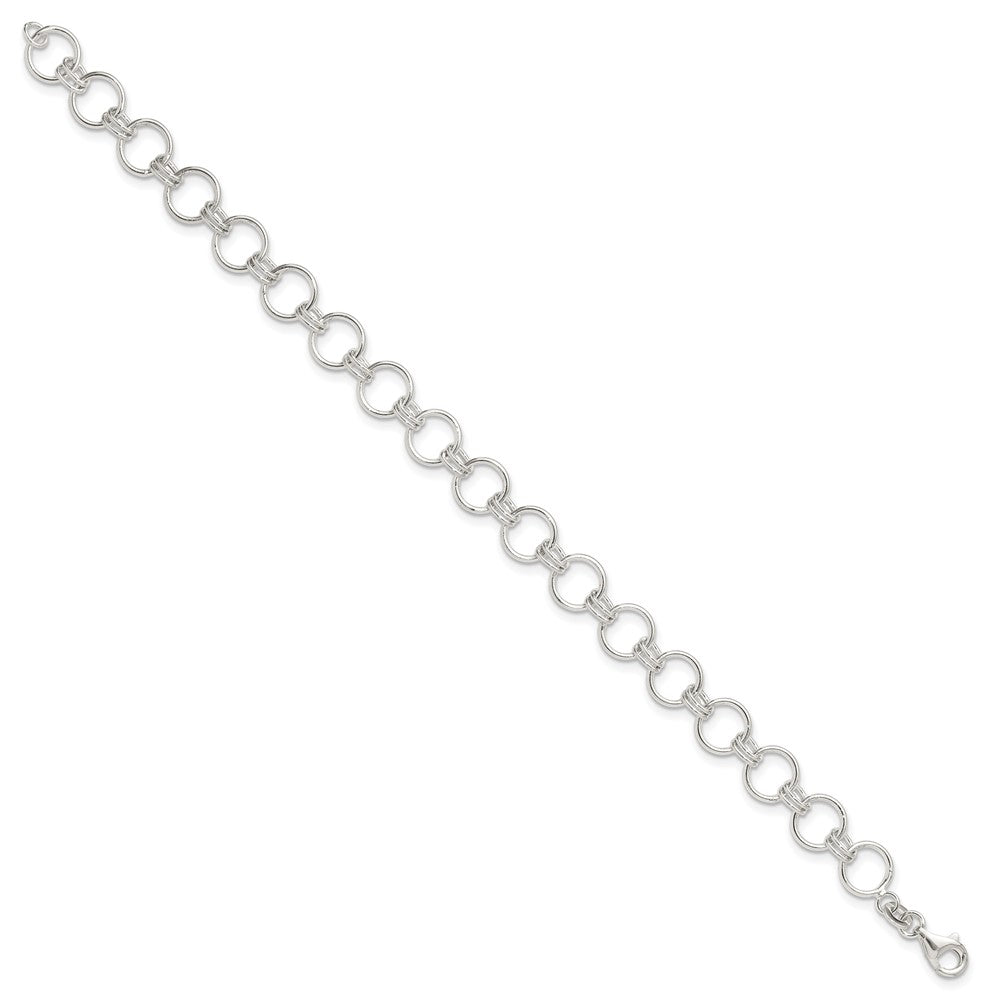 Sterlingsilber Poliert Kreis Glieder 7.25 Zoll Armband