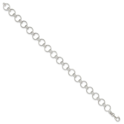 Sterlingsilber Poliert Kreis Glieder 7.25 Zoll Armband