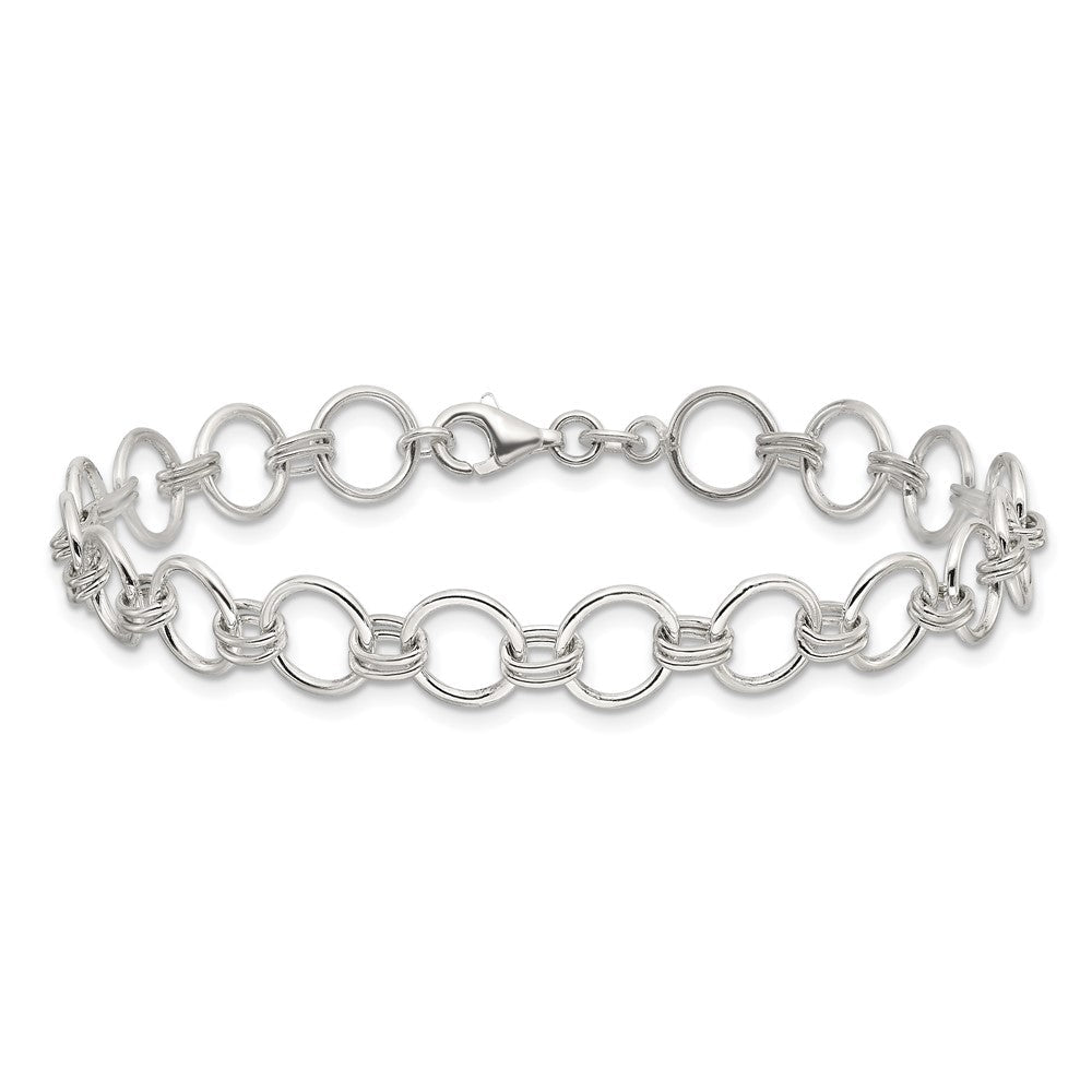 Sterlingsilber Poliert Kreis Glieder 7.25 Zoll Armband