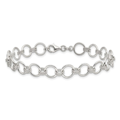 Sterlingsilber Poliert Kreis Glieder 7.25 Zoll Armband