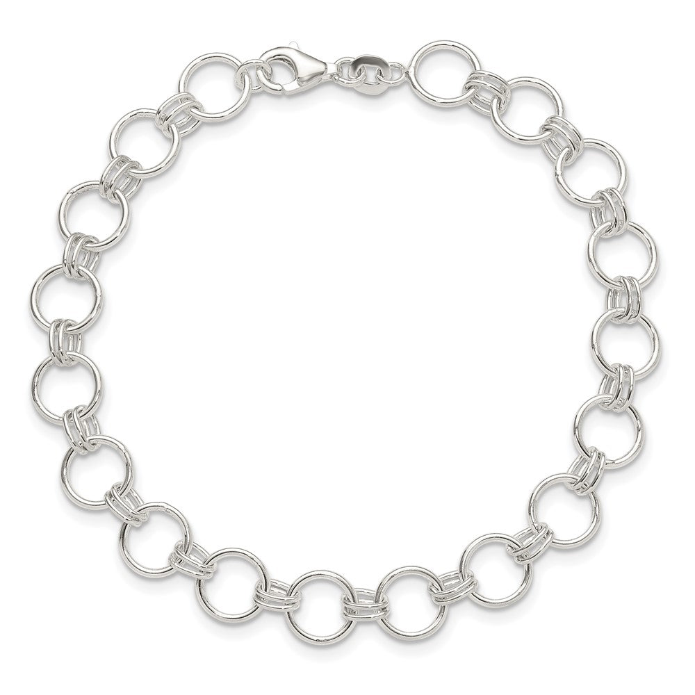 Sterlingsilber Poliert Kreis Glieder 7.25 Zoll Armband