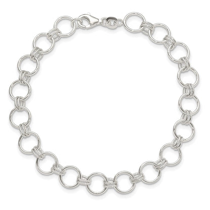 Sterlingsilber Poliert Kreis Glieder 7.25 Zoll Armband
