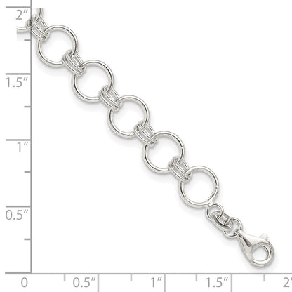 Sterlingsilber Poliert Kreis Glieder 7.25 Zoll Armband