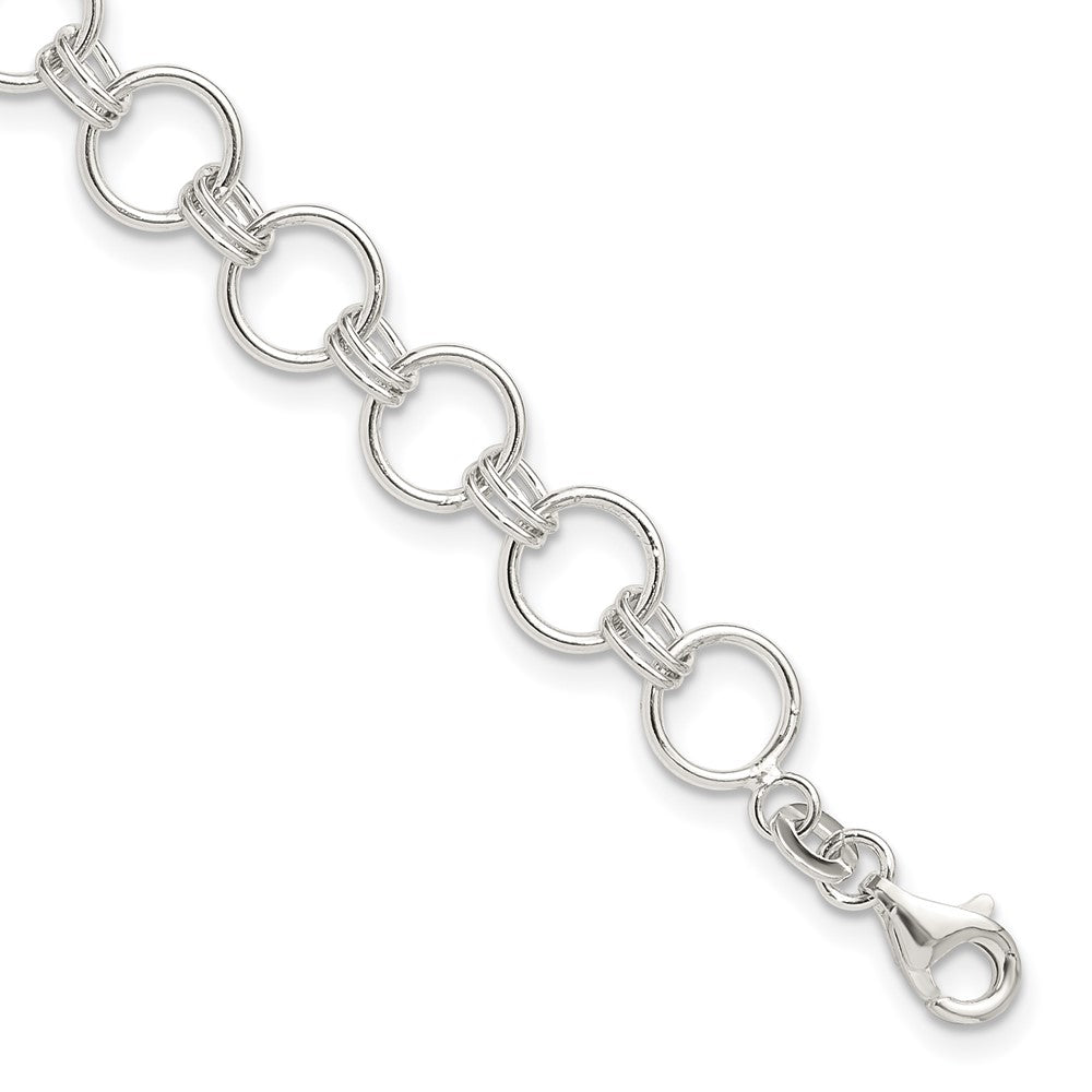 Sterlingsilber Poliert Kreis Glieder 7.25 Zoll Armband