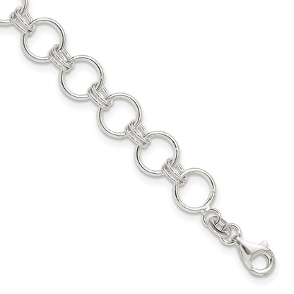 Sterlingsilber Poliert Kreis Glieder 7.25 Zoll Armband