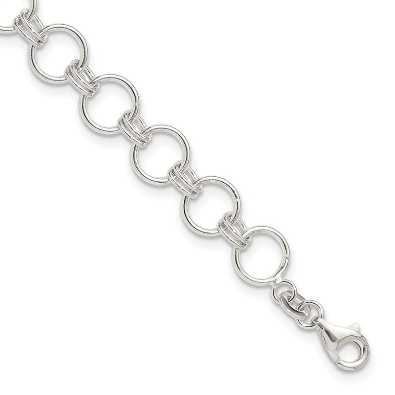 Sterlingsilber Poliert Kreis Glieder 7.25 Zoll Armband