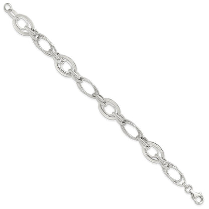 Sterlingsilber Rhodiniert Poliert/textured Glieder 7.5 Zoll Armband