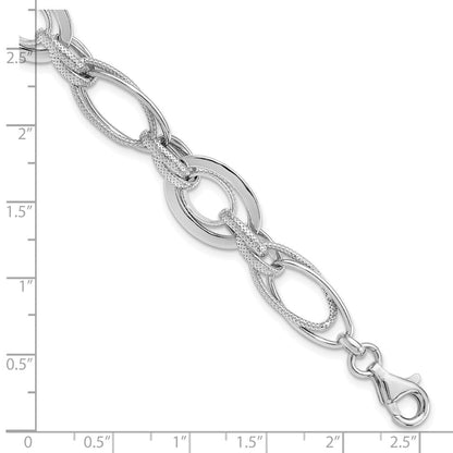 Sterlingsilber Rhodiniert Poliert/textured Glieder 7.5 Zoll Armband