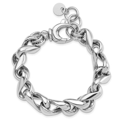 Sterlingsilber Rhodiniert Hohl Glieder 7.5 Zoll Mit.5 Zoll Verlängerung Armband