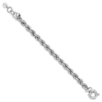 Sterlingsilber Rhodiniert Hohl Kordel 7 Zoll Mit.5 Zoll Verlängerung. Armband