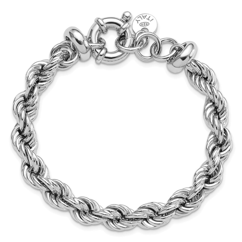 Sterlingsilber Rhodiniert Hohl Kordel 7 Zoll Mit.5 Zoll Verlängerung. Armband