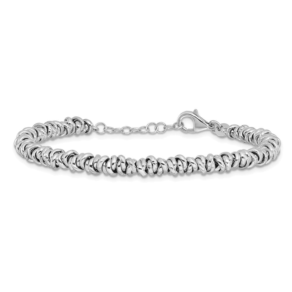 Sterlingsilber Rhodiniert 7 Zoll mit 1 Zoll Verlängerung Armband