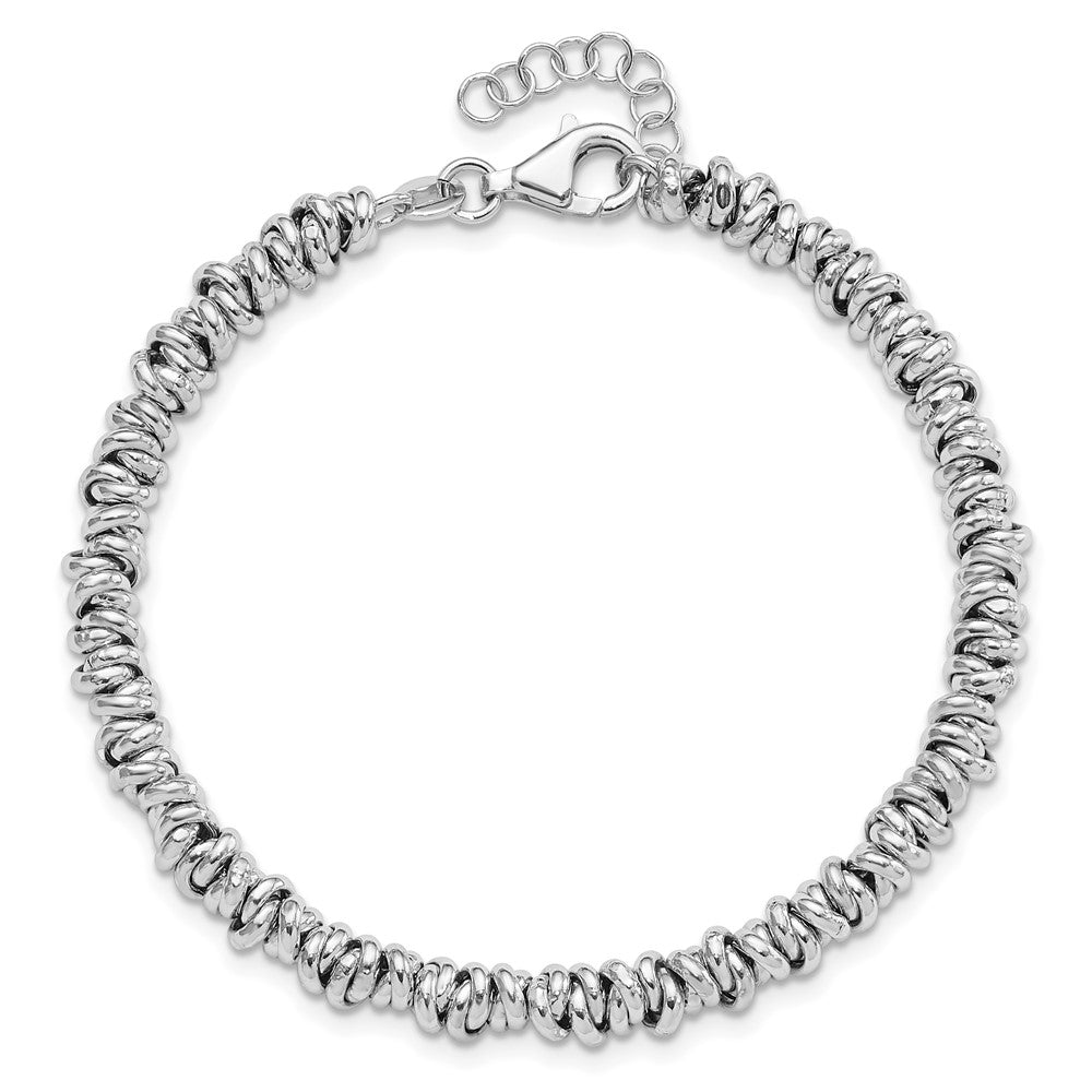 Sterlingsilber Rhodiniert 7 Zoll mit 1 Zoll Verlängerung Armband