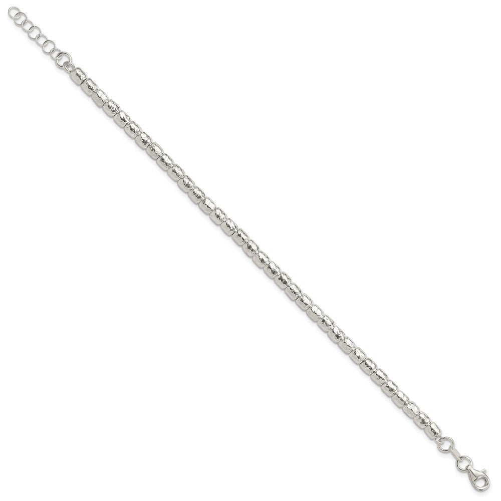 Sterlingsilber Rhodiniert Poliert/hammered Gekugelt mit 1 in Verlängerung. Armband