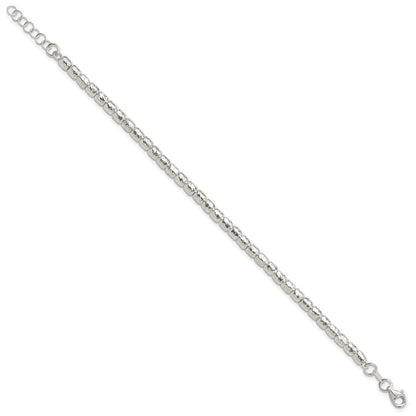 Sterlingsilber Rhodiniert Poliert/hammered Gekugelt mit 1 in Verlängerung. Armband