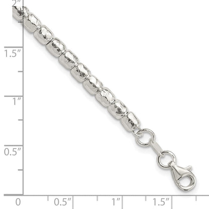 Sterlingsilber Rhodiniert Poliert/hammered Gekugelt mit 1 in Verlängerung. Armband