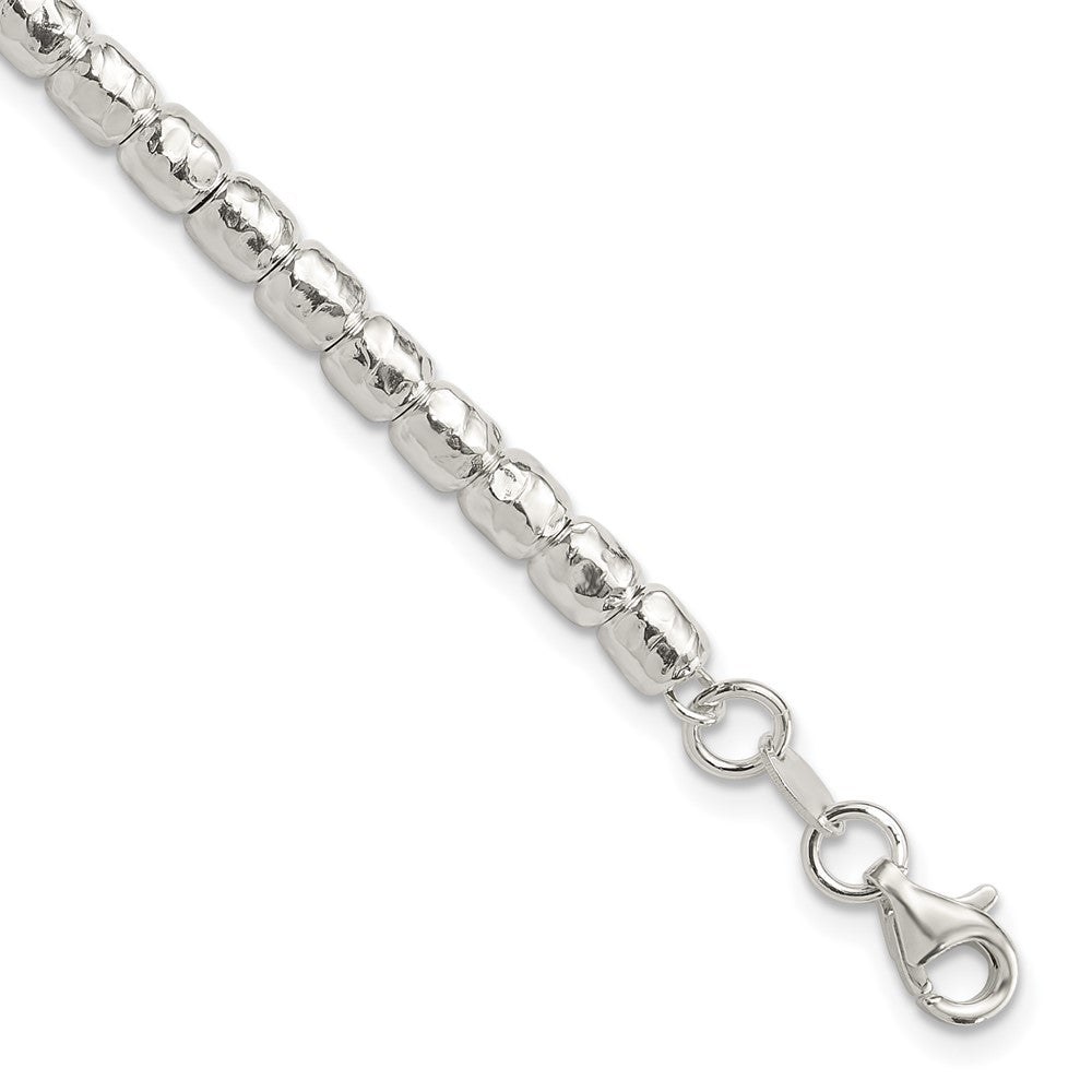 Sterlingsilber Rhodiniert Poliert/hammered Gekugelt mit 1 in Verlängerung. Armband