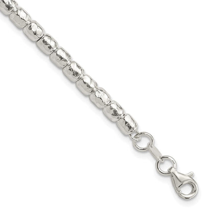 Sterlingsilber Rhodiniert Poliert/hammered Gekugelt mit 1 in Verlängerung. Armband