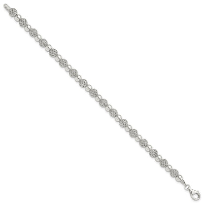 Sterlingsilber Rhodiniert Poliert Gekugelt 7.5 Zoll Armband