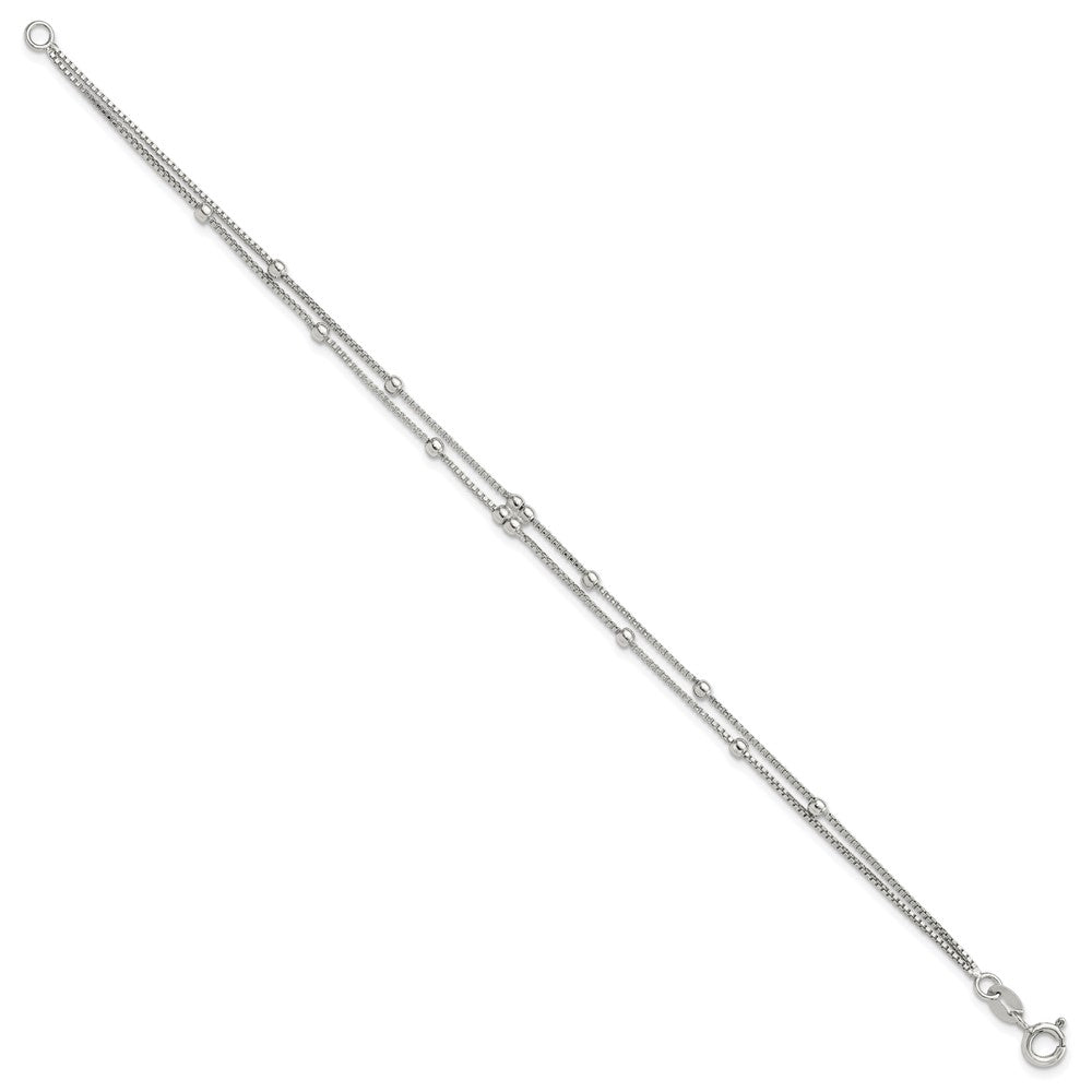 Sterlingsilber Rhodiniert Poliert Gekugelt 2 Strang 7.5 Zoll Armband