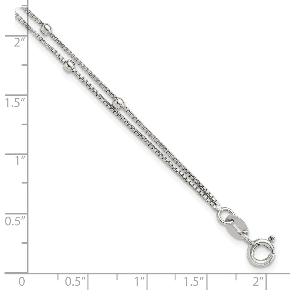 Sterlingsilber Rhodiniert Poliert Gekugelt 2 Strang 7.5 Zoll Armband