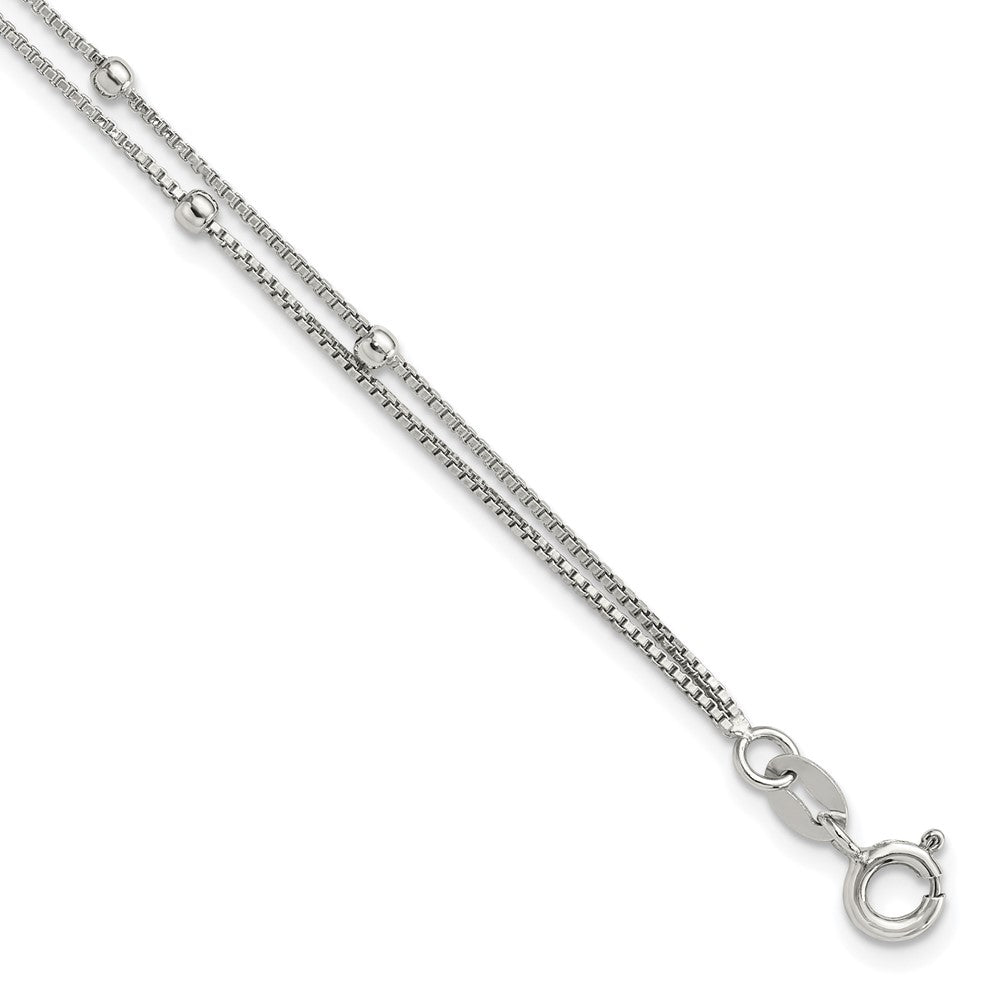 Sterlingsilber Rhodiniert Poliert Gekugelt 2 Strang 7.5 Zoll Armband