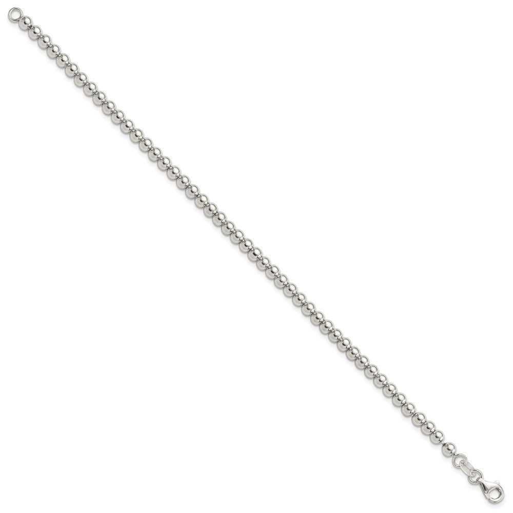 Sterlingsilber Rhodiniert 4mm Gekugelt 7.5 Zoll Armband