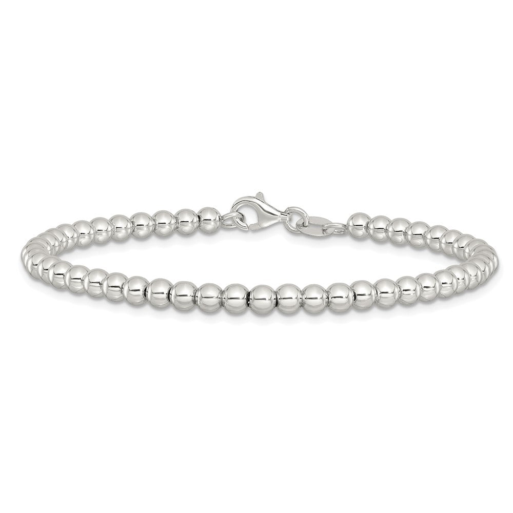 Sterlingsilber Rhodiniert 4mm Gekugelt 7.5 Zoll Armband