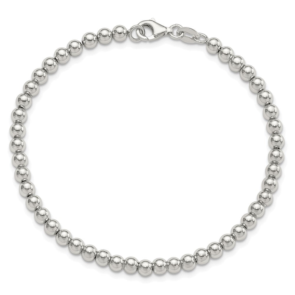Sterlingsilber Rhodiniert 4mm Gekugelt 7.5 Zoll Armband
