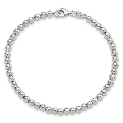 Sterlingsilber Rhodiniert 4mm Gekugelt 7.5 Zoll Armband