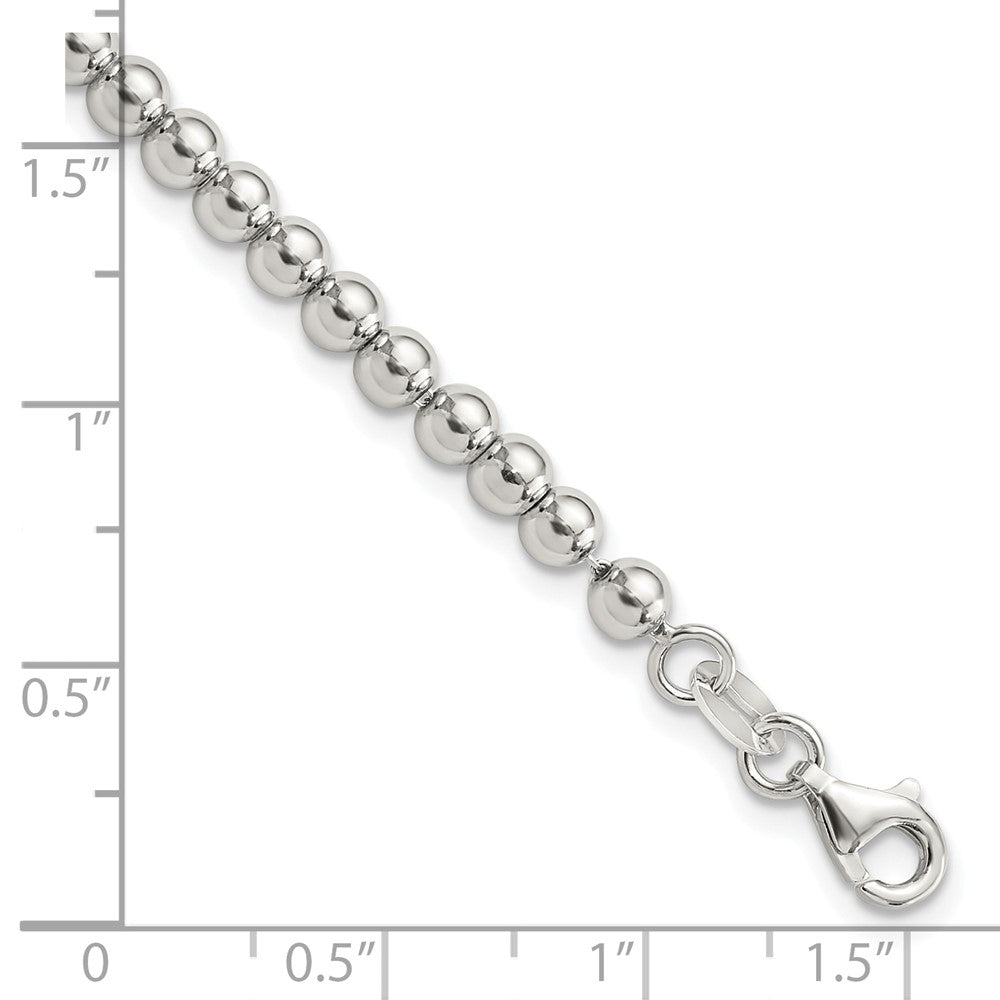 Sterlingsilber Rhodiniert 4mm Gekugelt 7.5 Zoll Armband
