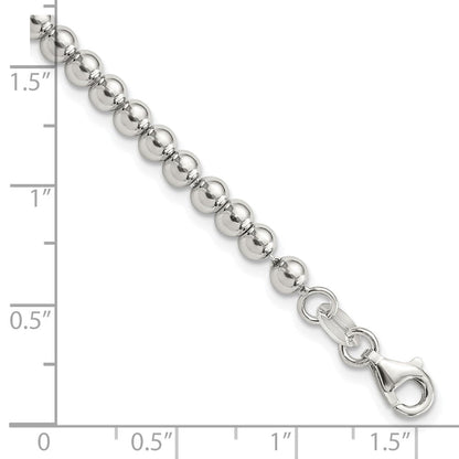 Sterlingsilber Rhodiniert 4mm Gekugelt 7.5 Zoll Armband