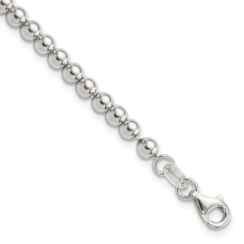 Sterlingsilber Rhodiniert 4mm Gekugelt 7.5 Zoll Armband