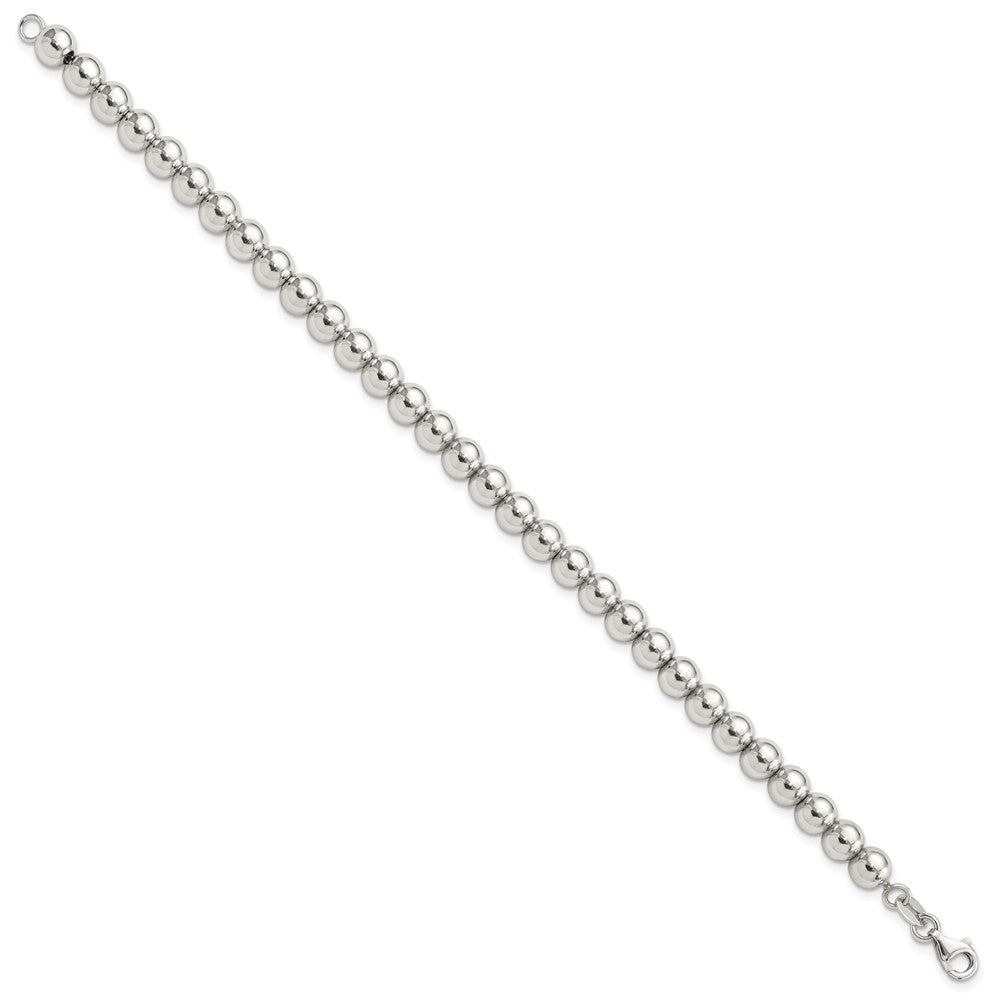 Sterlingsilber Rhodiniert 6mm Gekugelt 7.5 Zoll Armband