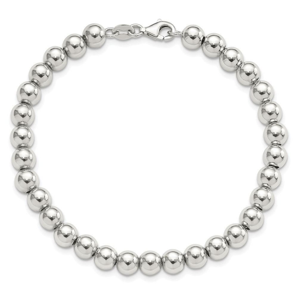 Sterlingsilber Rhodiniert 6mm Gekugelt 7.5 Zoll Armband