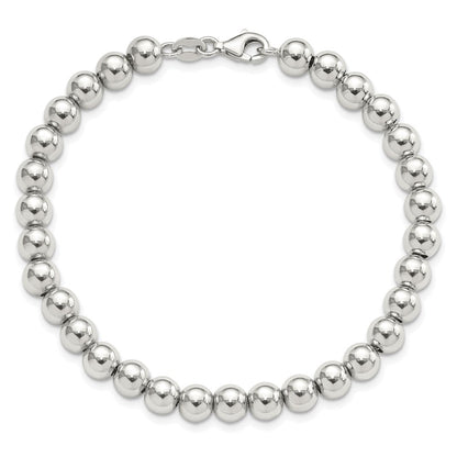 Sterlingsilber Rhodiniert 6mm Gekugelt 7.5 Zoll Armband