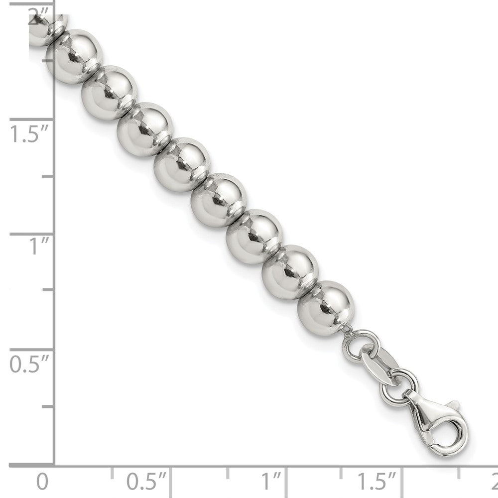 Sterlingsilber Rhodiniert 6mm Gekugelt 7.5 Zoll Armband